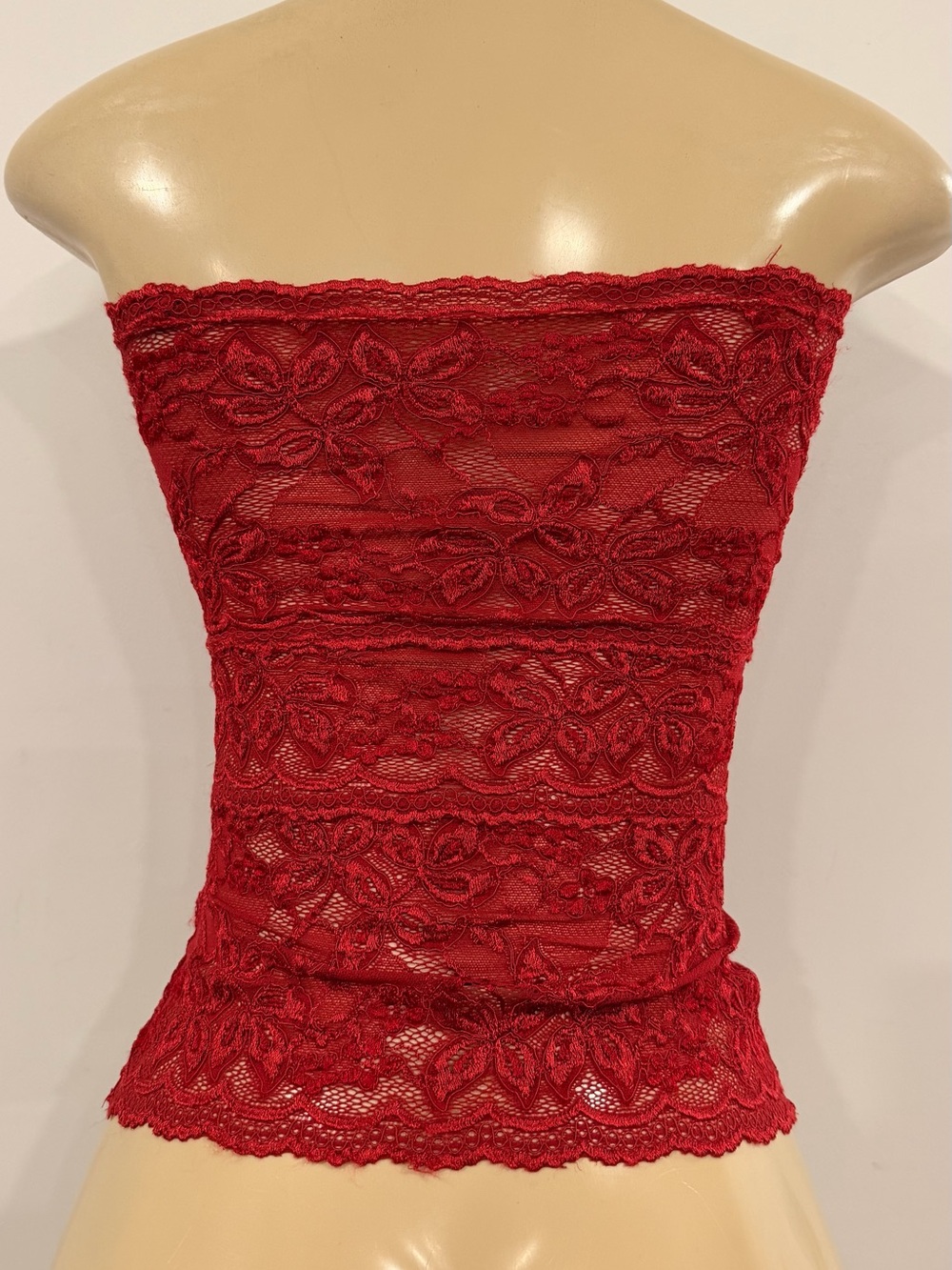 bebe Strapless Red Lace Bustier - Picture 2 of 2